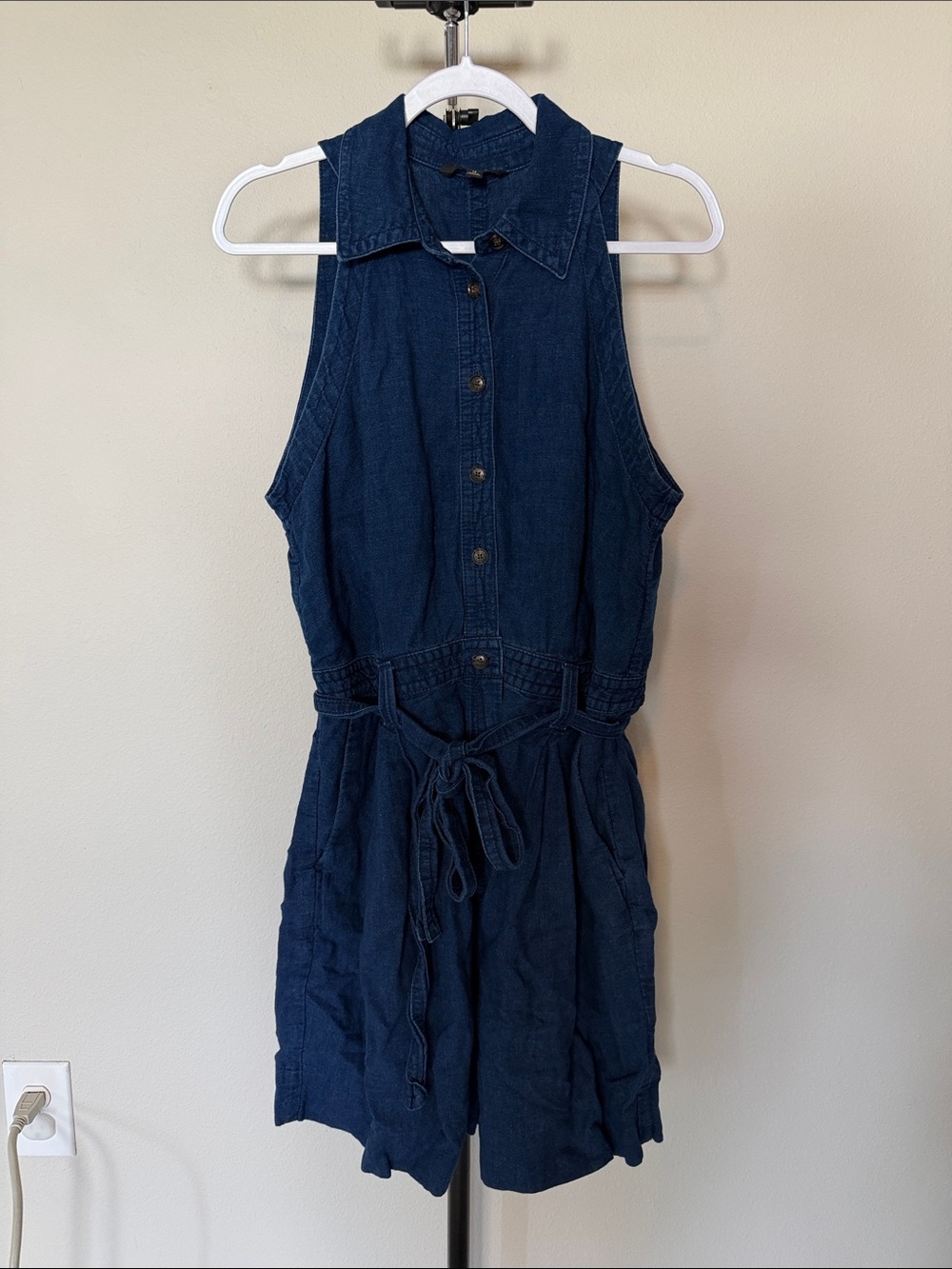 Banana Republic Navy Blue Denim Button-Front Romper